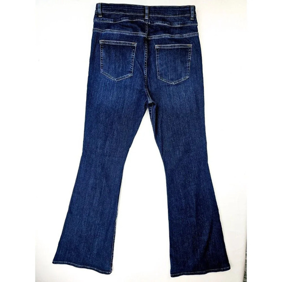 Frame Size 31X33 Womens Le High Flare 5 Pocket Embroidered Logo Blue Denim Jeans - Picture 1 of 12